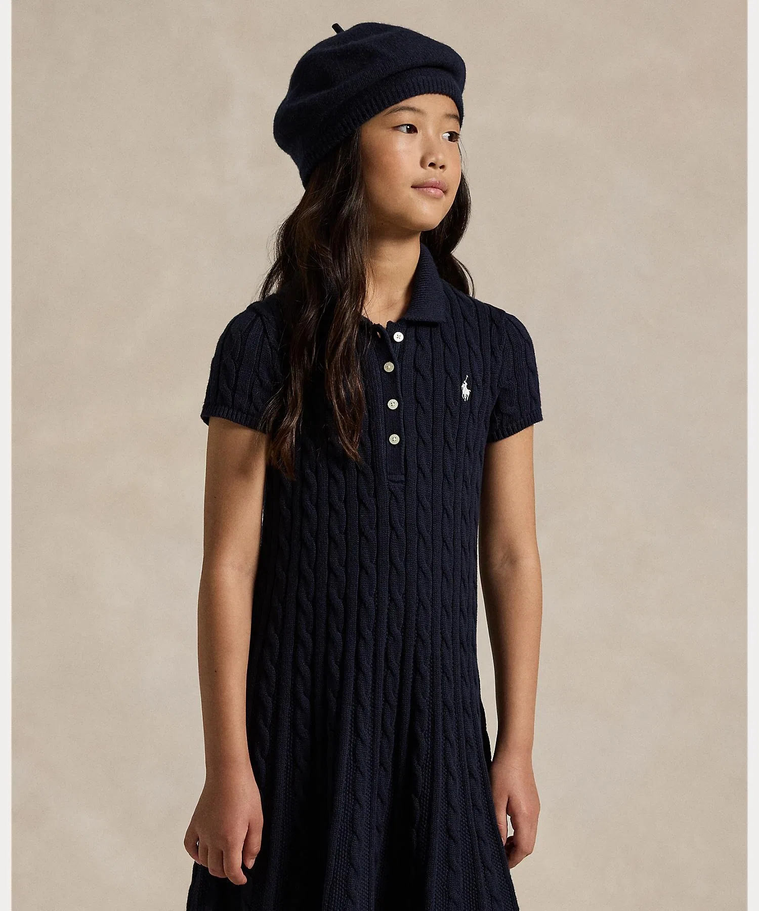 Детское платье Polo Ralph Lauren с кабельным узором из хлопка — фото 4