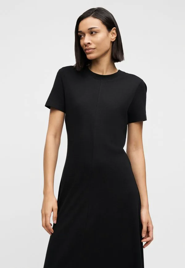 Платье-Миди из трикотажа с расклешенной юбкой, выполненное из джерси. Tommy Hilfiger, Black — фото 4