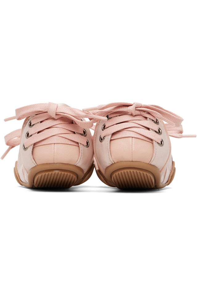 Acne Studios Розовые атласные кроссовки на шнуровке — фото 2