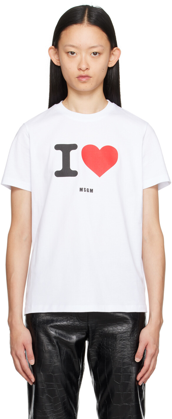 

Футболка MSGM с белым сердцем
