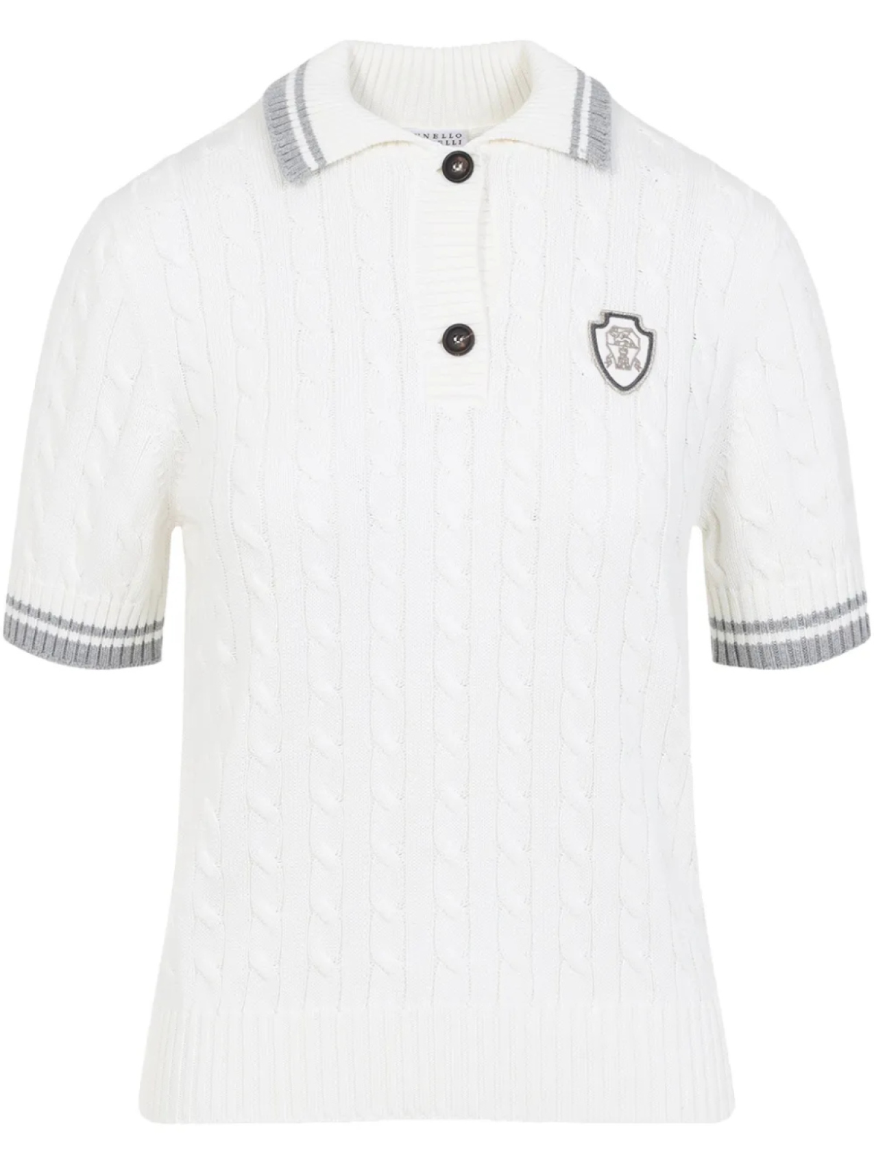 

Футболка-поло косой вязки Brunello Cucinelli, белый