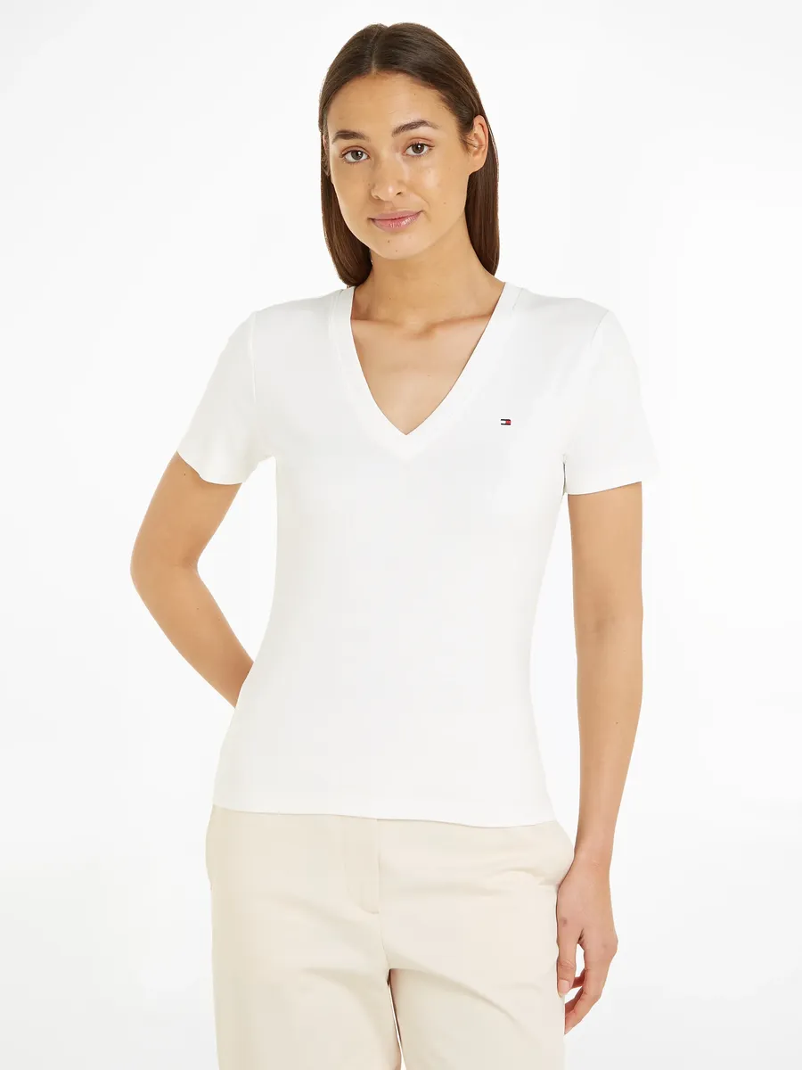 

Футболка Tommy Hilfiger с вышитым логотипом, цвет Ecru