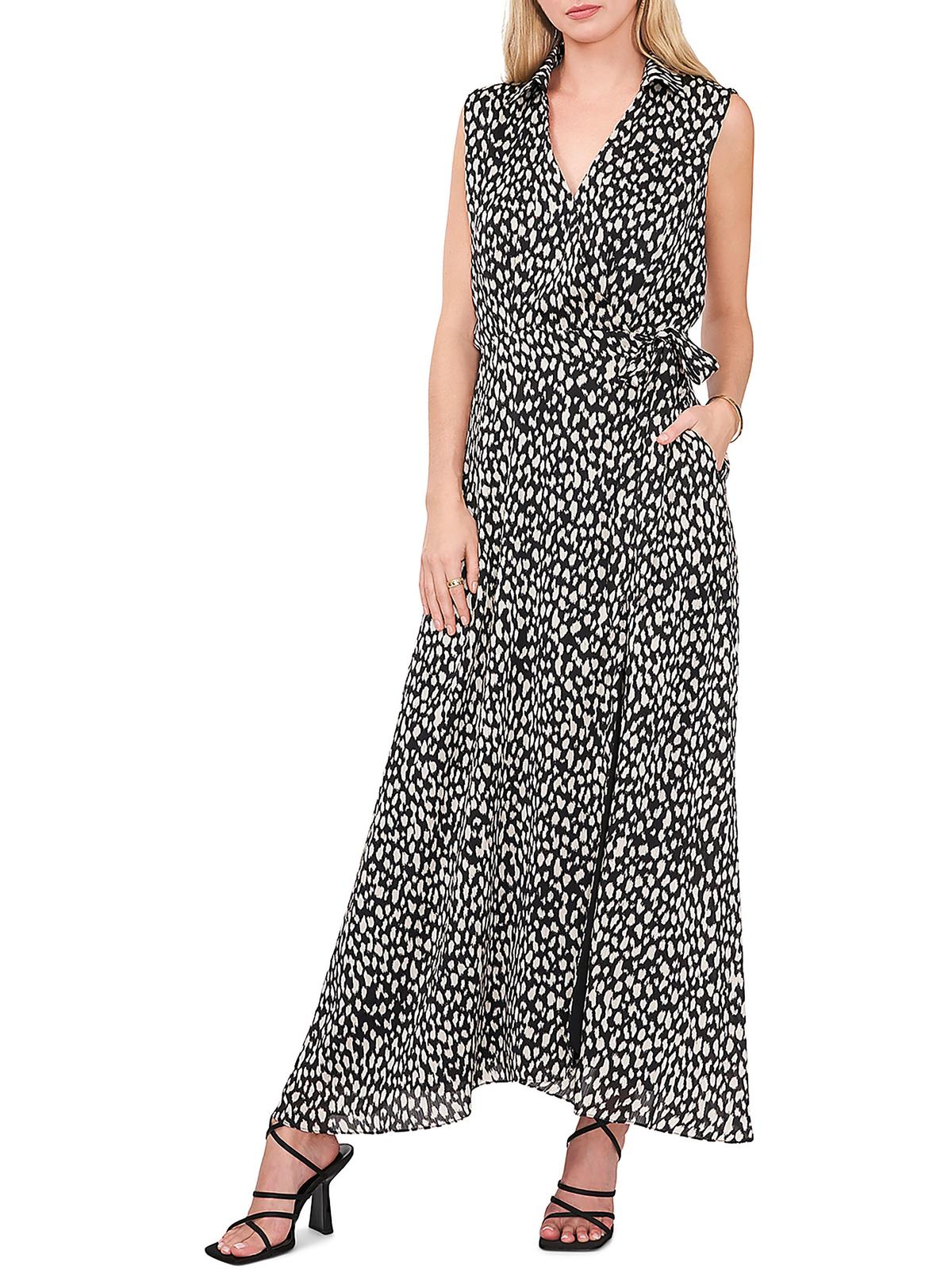 

Женское длинное платье-халат в горошек Vince Camuto, цвет rich black