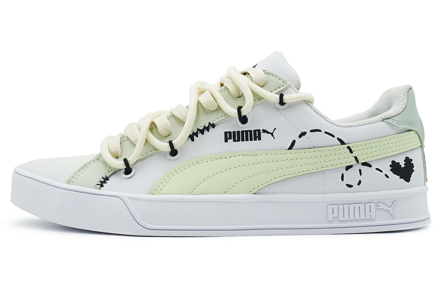 

Кроссовки Puma Smash Vulc Skateboarding Shoes Unisex Low-top White/green, белый