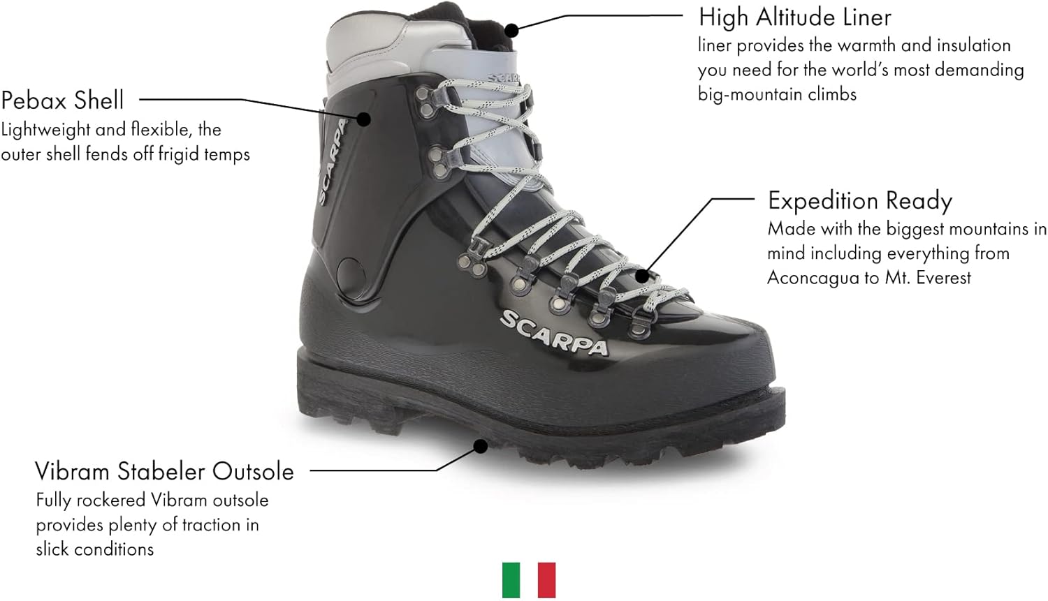 Водонепроницаемые зимние ботинки SCARPA для скалолазания и альпинизма, черный — фото 2