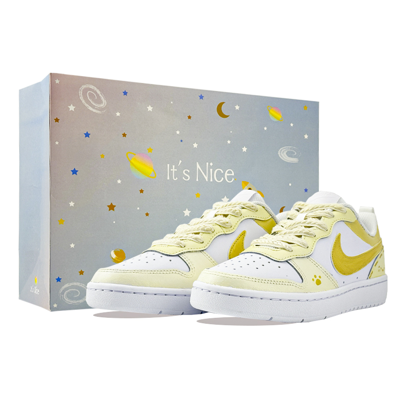 

Детские скейтерские кроссовки Court Borough для младших школьников Nike, белый/желтый
