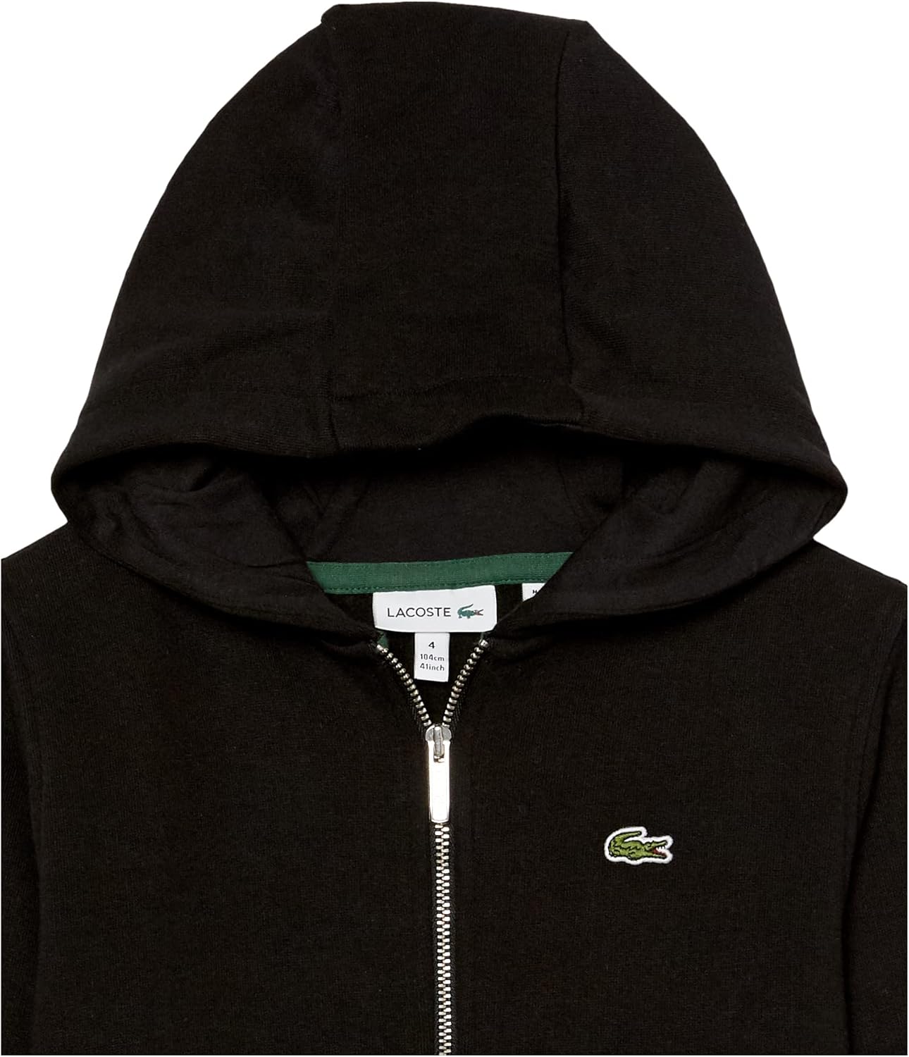 Толстовка с капюшоном Lacoste boys Solid с застежкой-молнией для мальчиков, Noir — фото 2