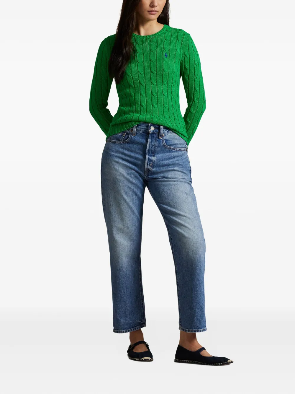 Свитер фактурной вязки Polo Ralph Lauren, зеленый — фото 2