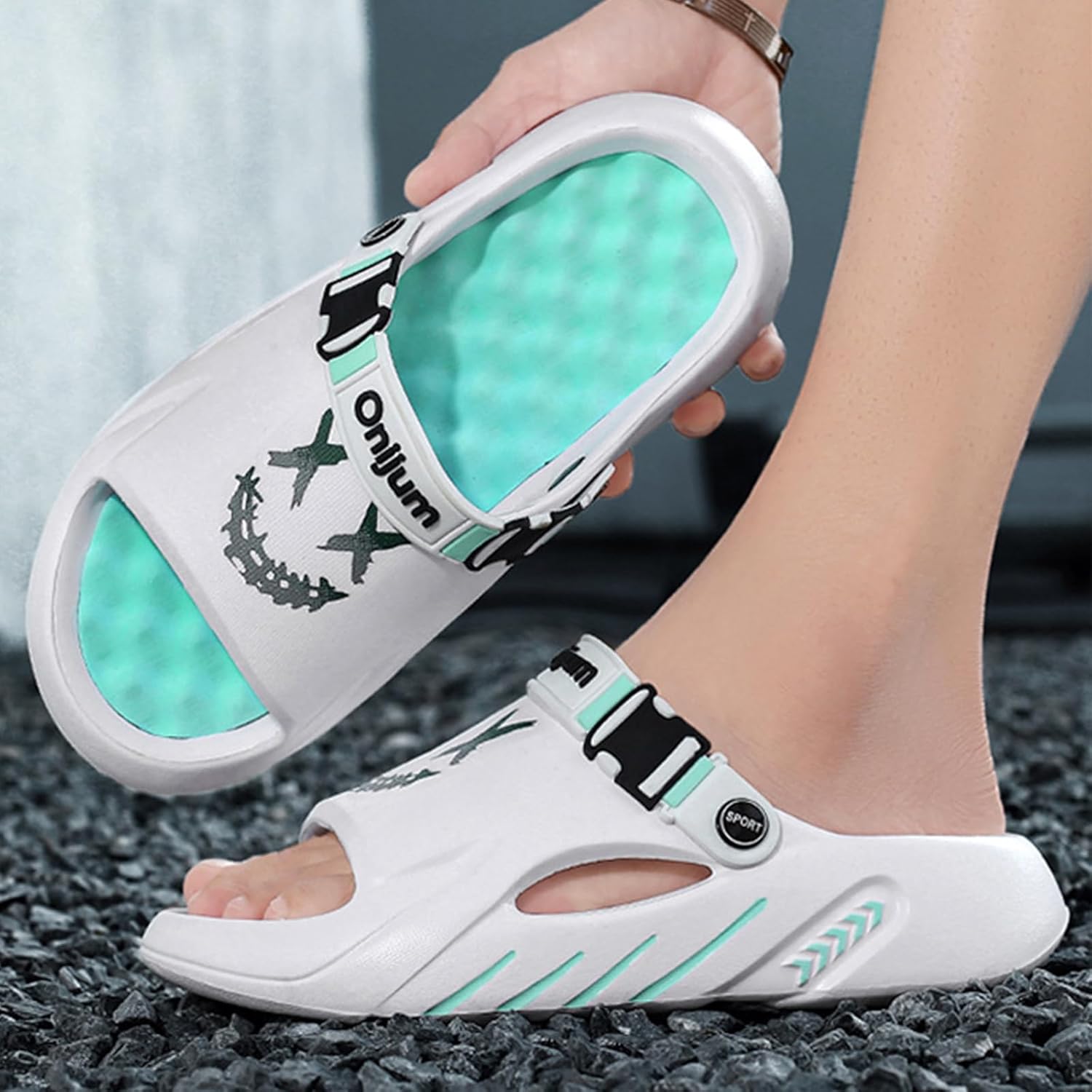 Мужские шлепанцы Gezolligheid Fashion, женские мягкие легкие домашние шлепанцы для душа, нескользящие пляжные шлепанцы, удобные тапочки, сандалии из ЭВА, светло-голубой — фото 2