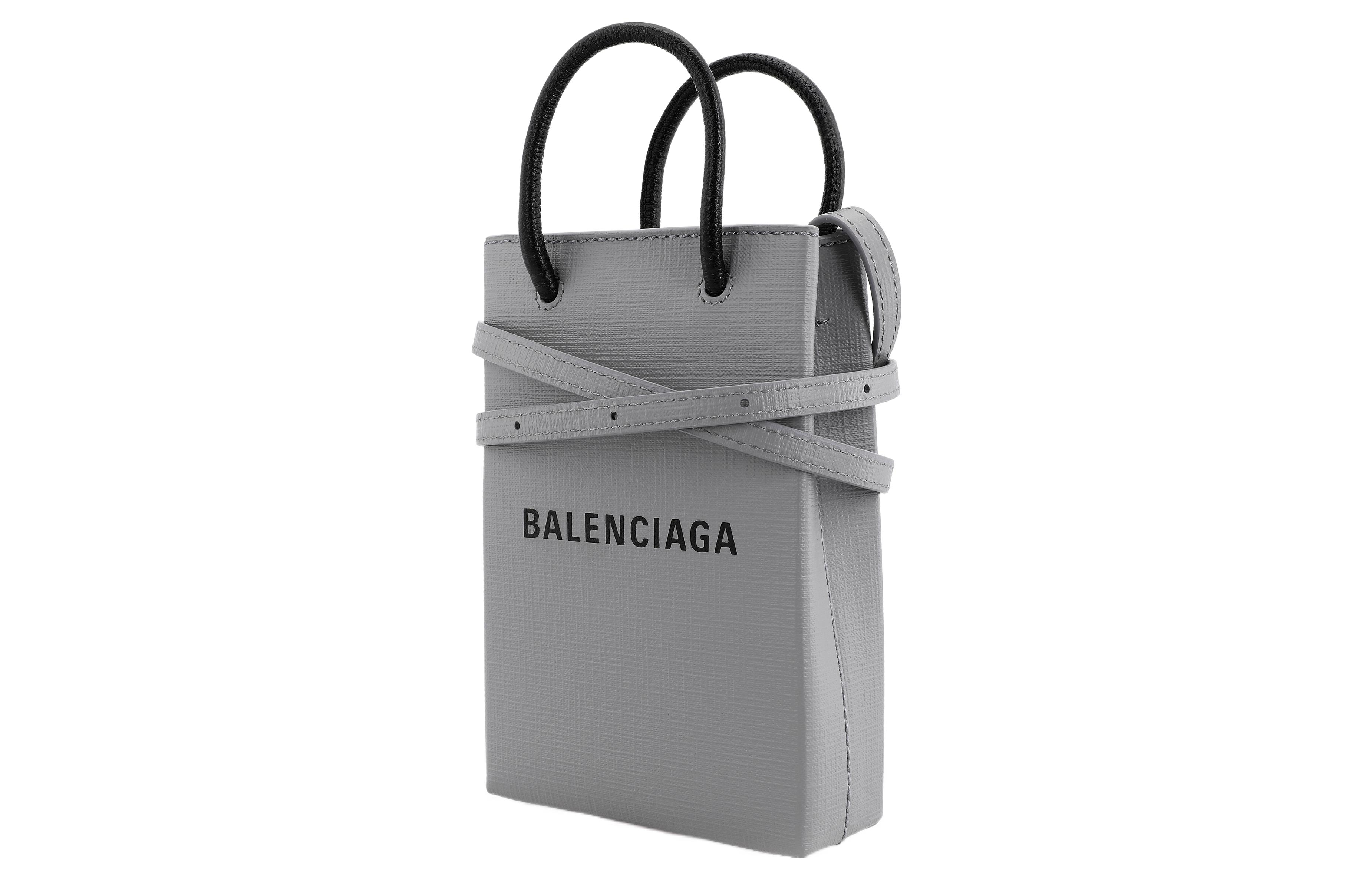 Balenciaga Сумка-шоппер из телячьей кожи Клатч для телефона Мини-сумка через плечо унисекс серого цвета — фото 3