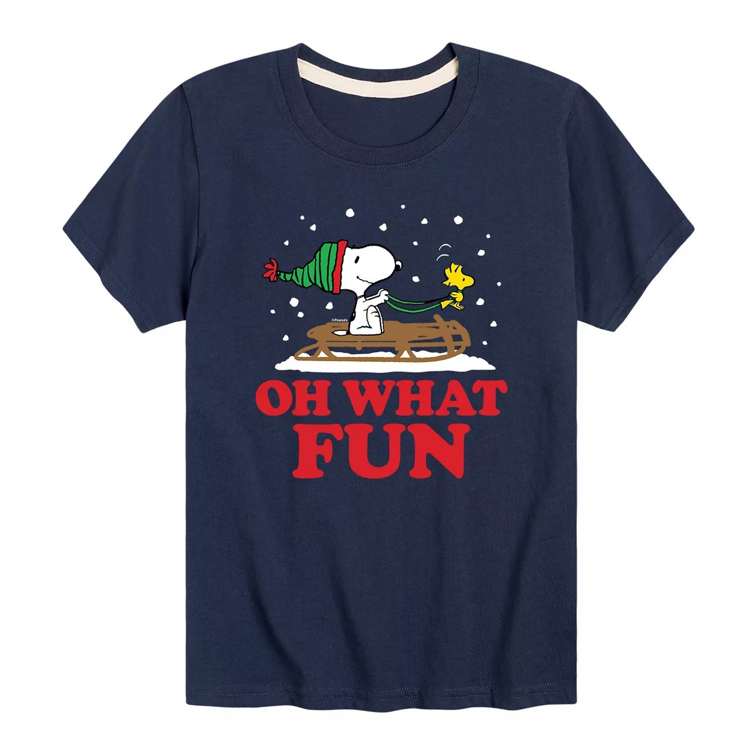 

Футболка Peanuts Oh What Fun для мальчиков 8–20 лет с рисунком на санках Licensed Character, синий