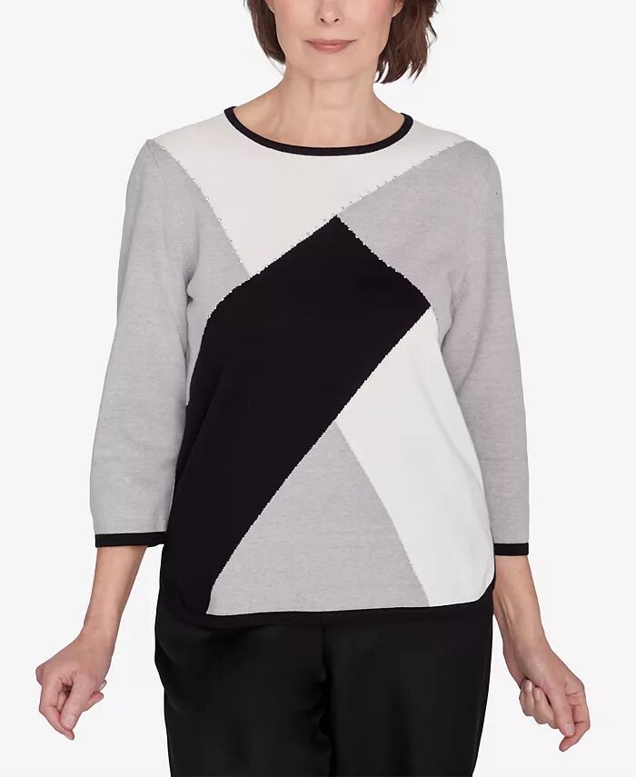 

Свитер Petite Classics Colorblock с бусинами Alfred Dunner, серый