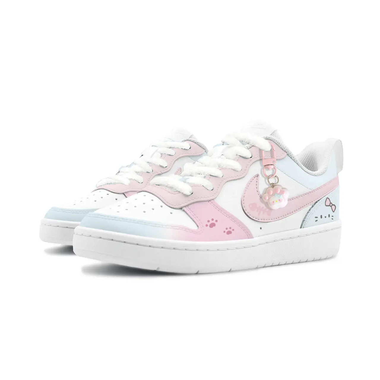 Court Borough 2 HEY Maris Sal Pomelo Противоскользящие амортизирующие увеличивающие рост низкие кроссовки для скейтбординга Unisex Nike, розовый синий — фото 4