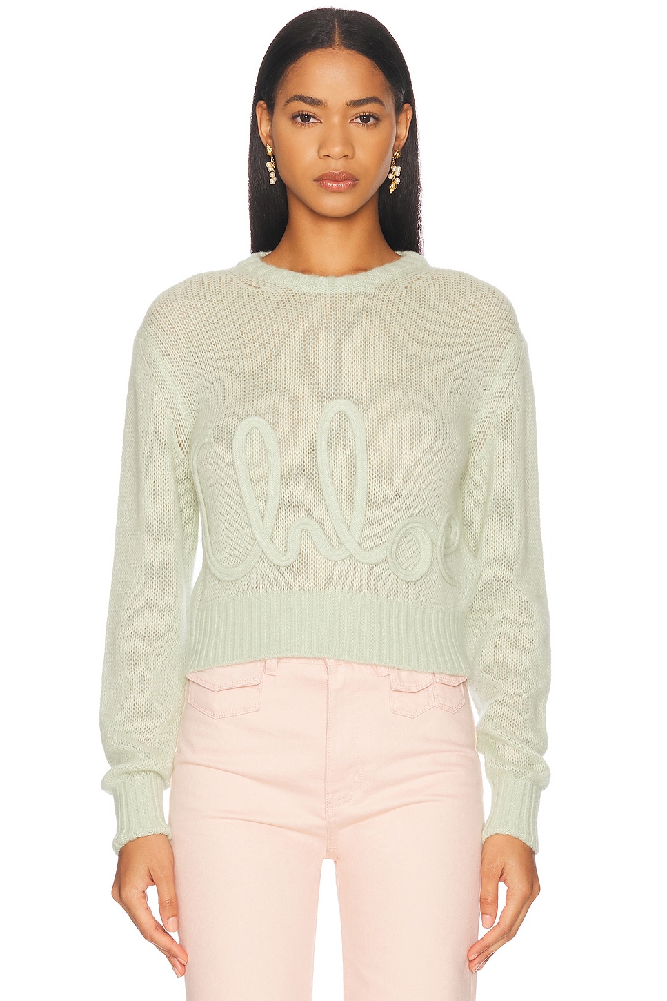 

Свитер из шерсти Signature вязки Chloe, Gleam Green