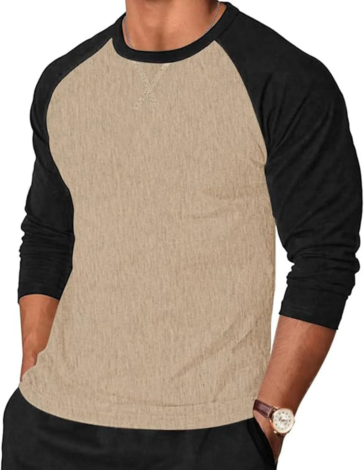 

Мужская футболка Casual Slim Fit с длинным рукавом Raglan и цветными блоками