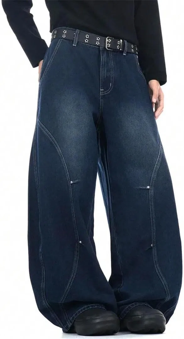 Джинсы свободные Men's Retro Wide Leg Jeans, A C — фото 2