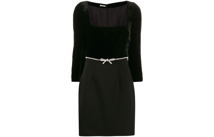 

Платье с длинными рукавами женское черное Miu Miu