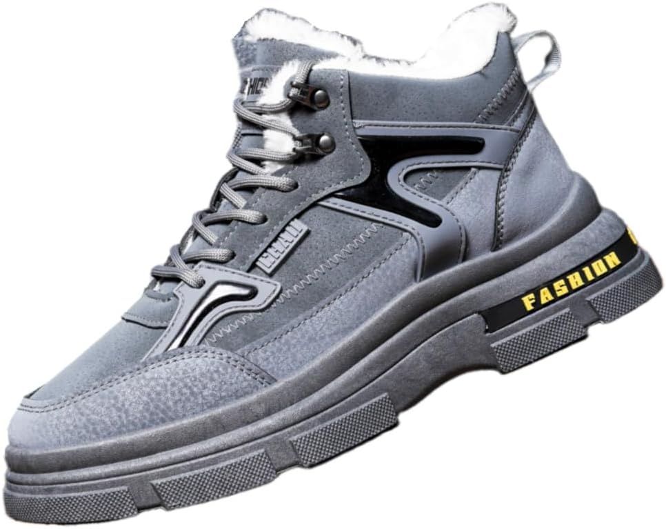 

Мужские зимние высокие кроссовки большого размера с толстым и теплым хлопковым внутренним слоем. Модные и универсальные. Подходят для снежной погоды, активного отдыха на свежем воздухе и повседневного использования Fmshi, серый