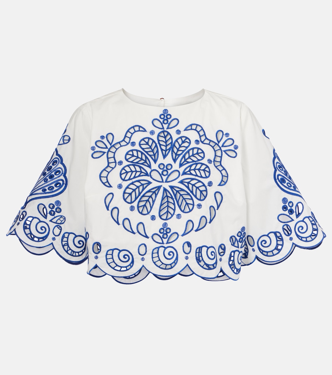 

Вышитая хлопковая укороченная майка Farm Rio, Off-White