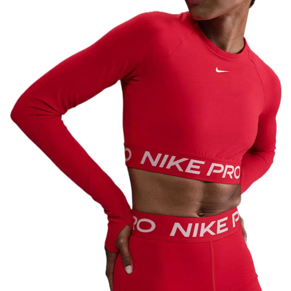 Кроп-топ с длинным рукавом Nike Dri-FIT красный