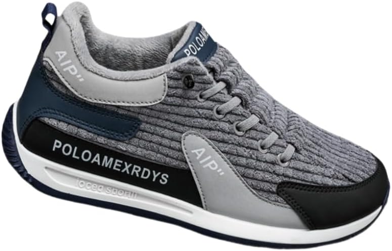 

Мужские модные спортивные кроссовки - на шнуровке, теплые и повседневные с искусственным мехом, верх из вельвета, резиновая подошва - подходят для повседневного использования Spkfhd, серый