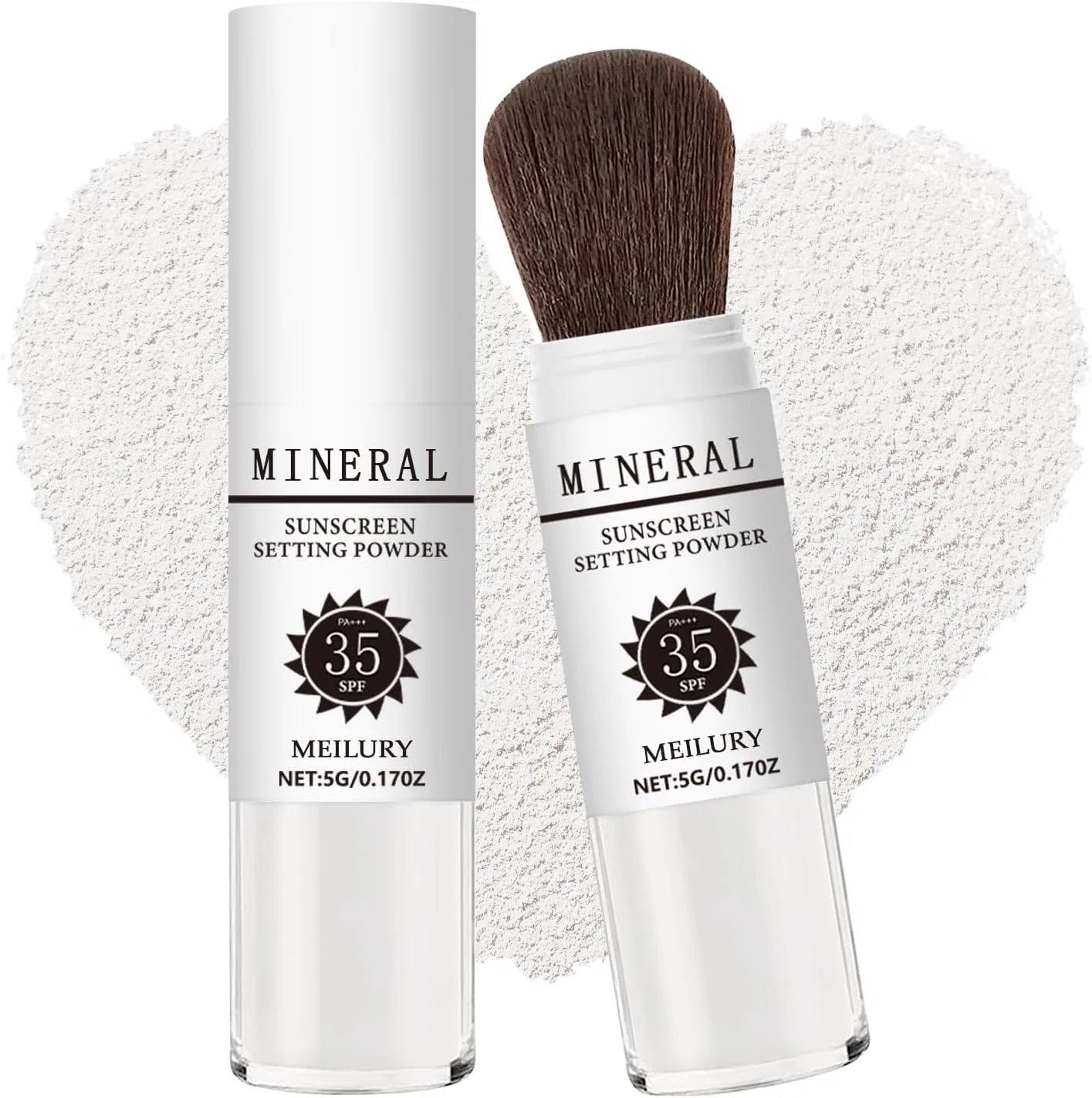 Пудра для лица Sunscreen Setting Powder SPF 35, рассыпчатая, матирующая, 28.3 г, белая, Meilury