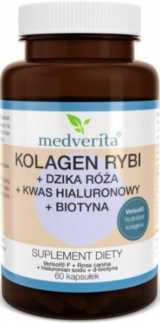 

Medverita, Рыбий коллаген, биотин шиповника, 60 капсул.