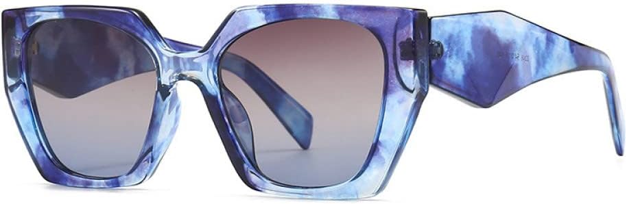 

2027 Модные квадратные солнцезащитные очки для женщин, многоугольные солнцезащитные очки для женщин, защита от УФ-излучения UV400, ретро-очки, цветные очки для мужчин MTZJH, Brown Blue