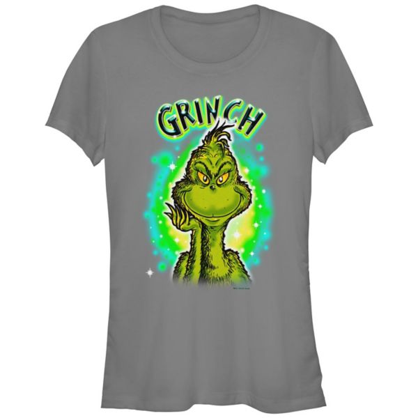 

Футболка для юниоров с графическим фоном и аэрографией Dr. Seuss Grinch, серый