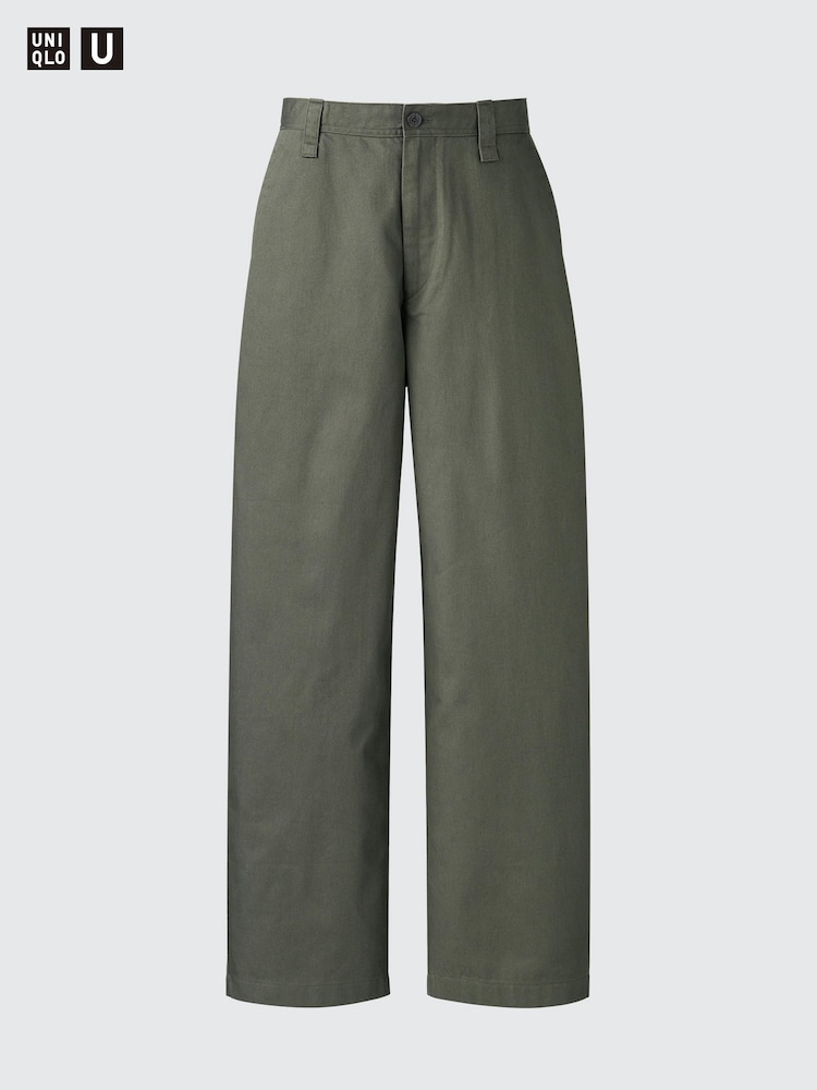 

Широкие брюки-чинос Uniqlo, цвет 57 зеленый зеленый