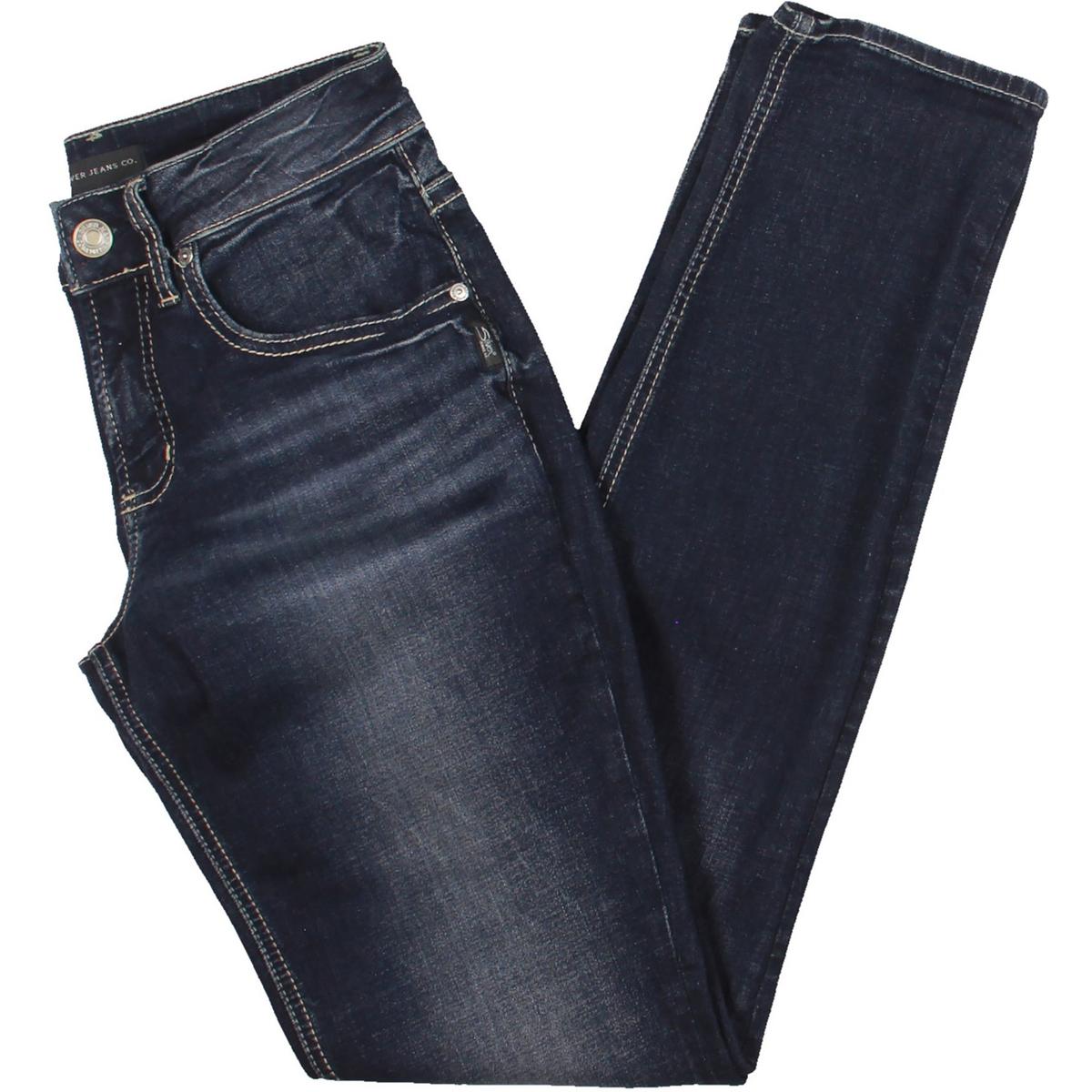 

Женские узкие джинсы-бойфренды с высокой посадкой Silver Jeans Co., индиго