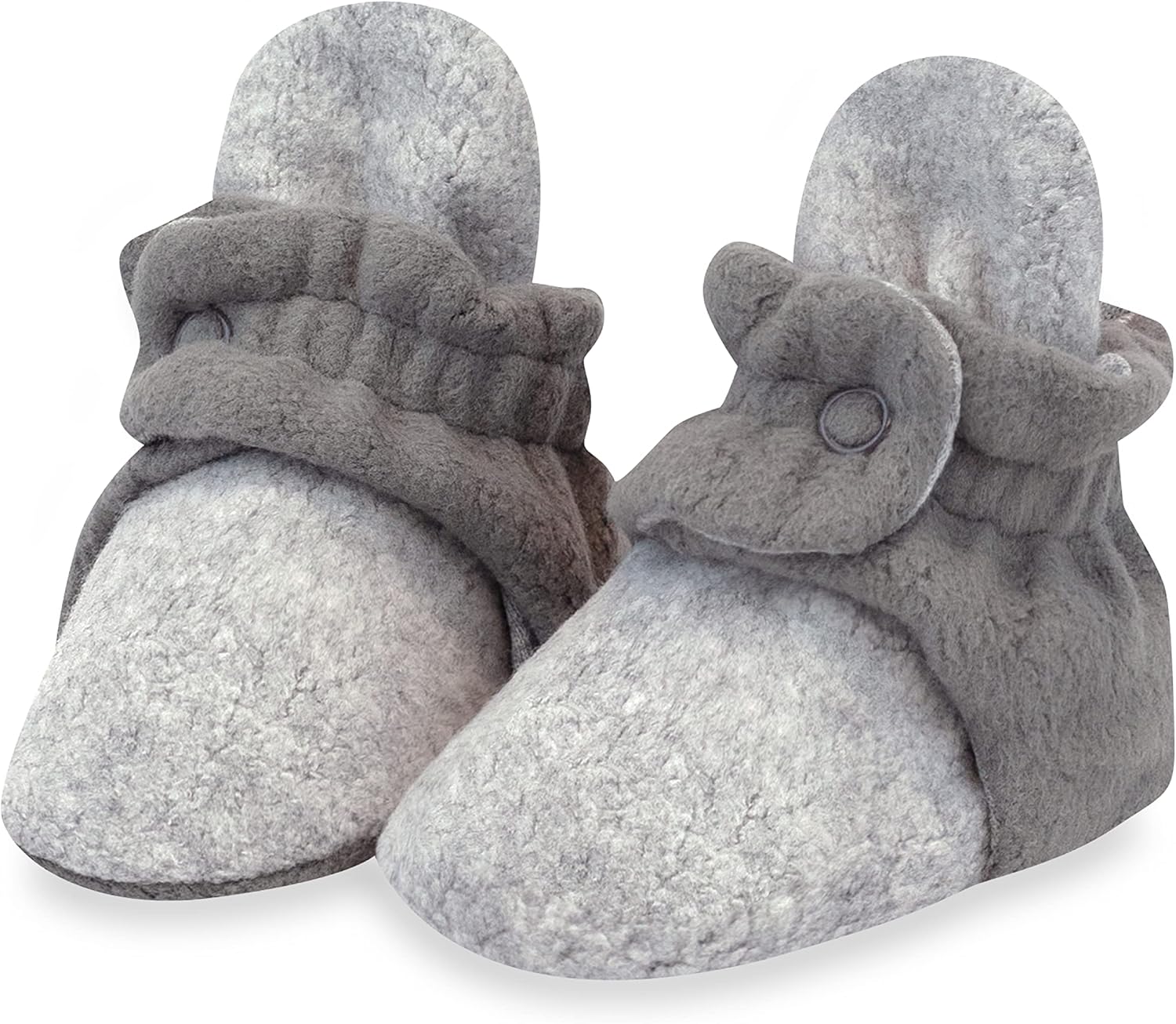 

Унисекс флисовые пинетки для малышей Zutano, с двумя кнопками, от новорожденного до 24 месяцев, Heather Gray/Gray