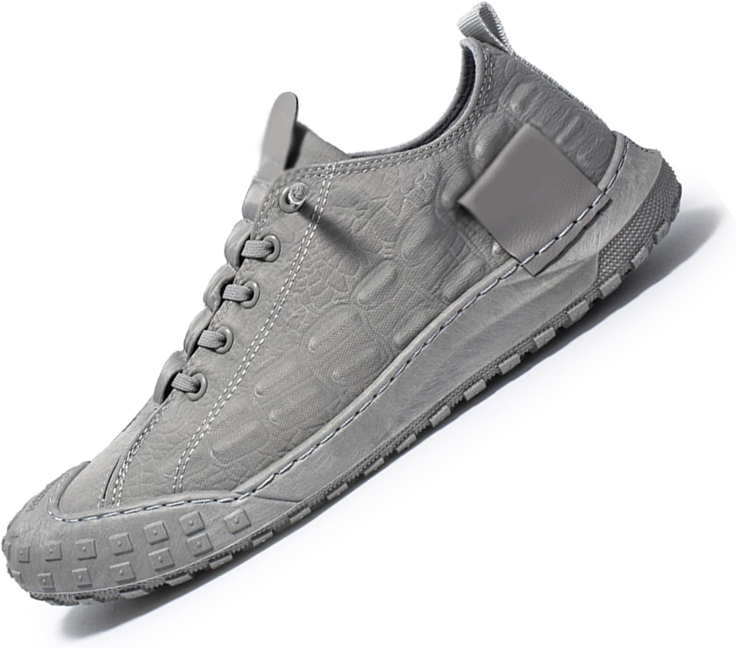 

Мужские кожаные дышащие слипоны, модные ручной работы низкие повседневные туфли, удобные мягкие подошвы, нескользящие холщовые туфли Amazideal, серый