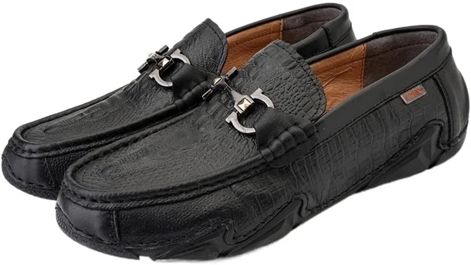Мокасины крокодиловая кожа мужские Loafers, черный SayfuR