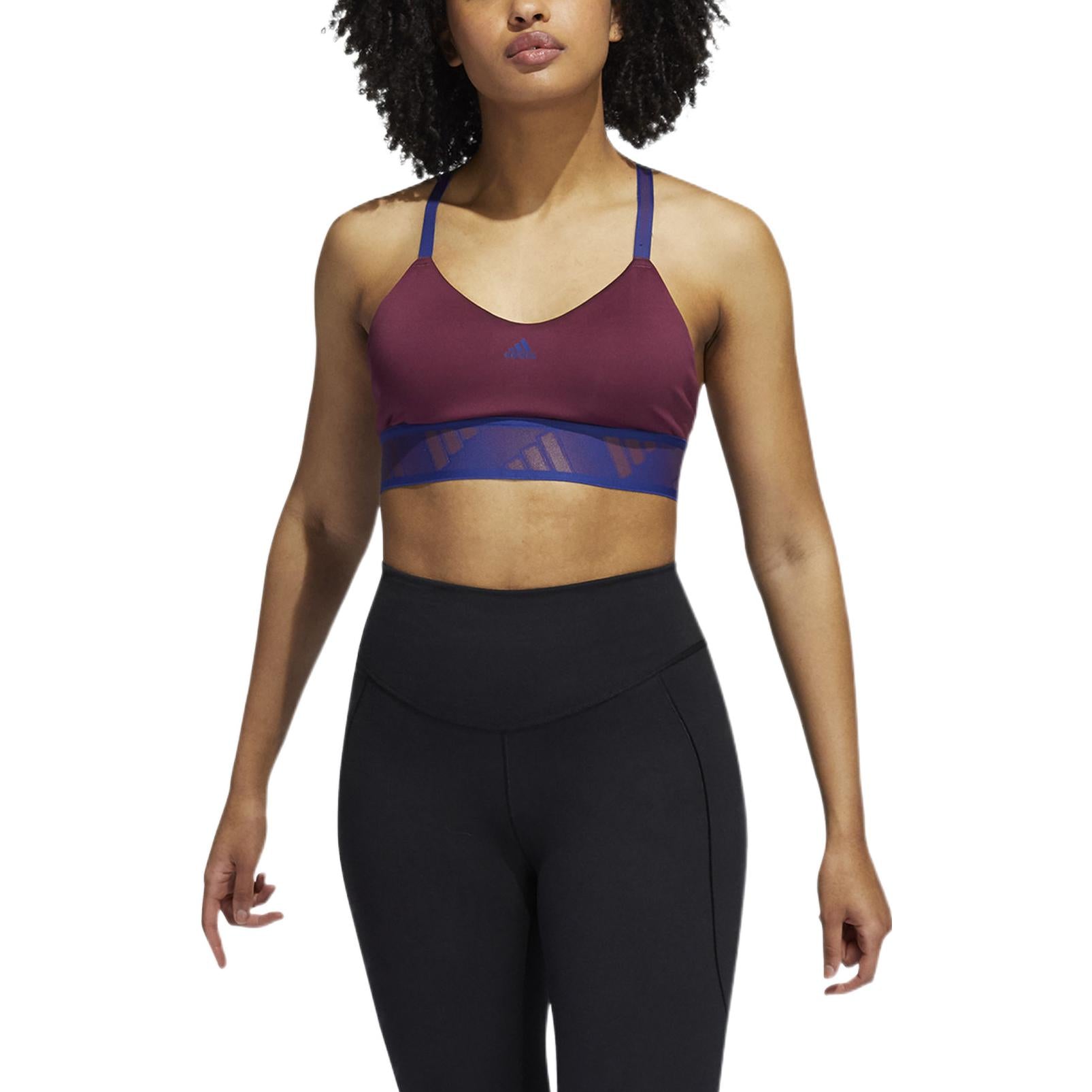 (WMNS) Бюстгальтер для тренировок Adidas All Me Light Support Training Bra, цвет бордовый — фото 2