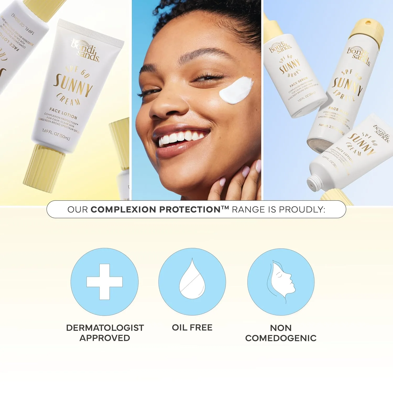 Bondi Sands Sunny Cream SPF 60 увлажняющий лосьон для лица, питательный ежедневный солнцезащитный крем широкого спектра, 50 мл — фото 2