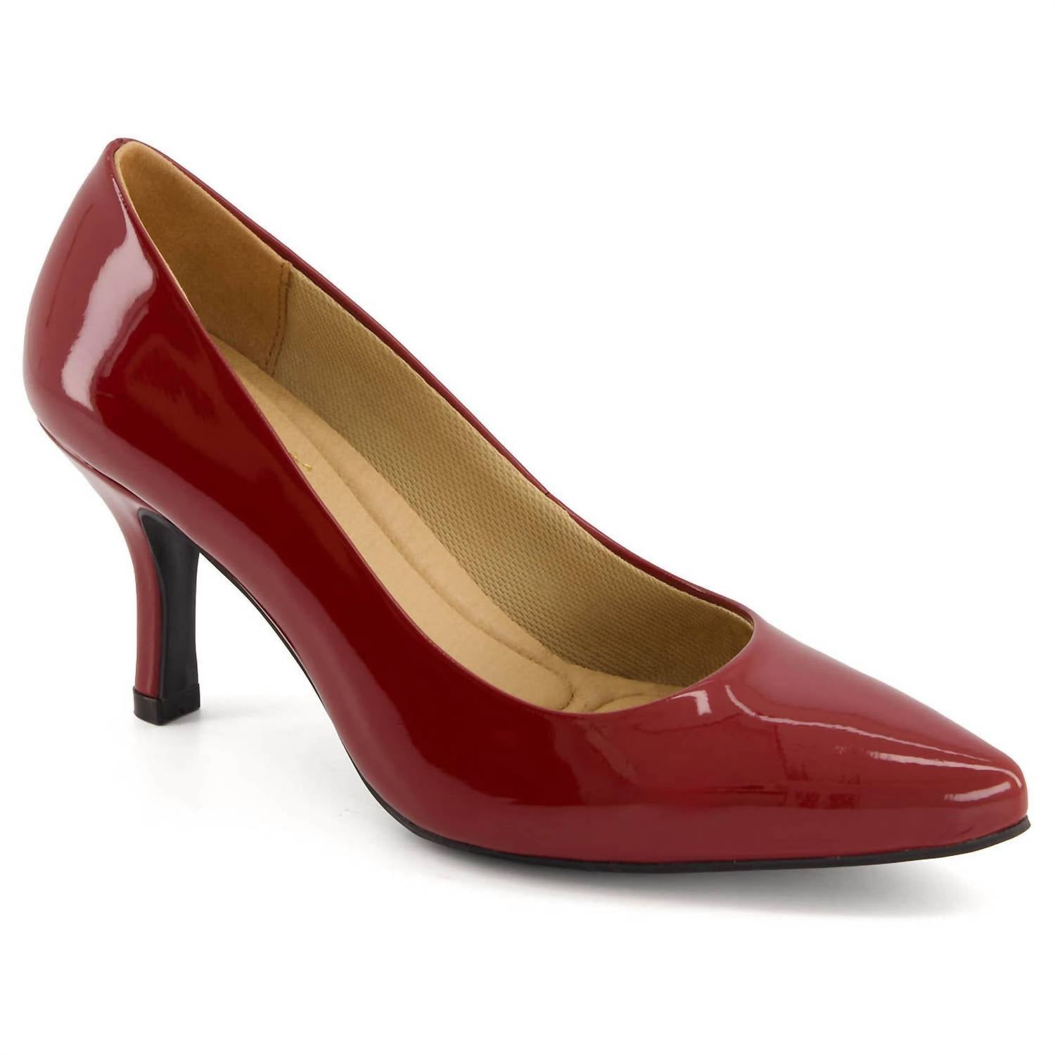 Женские туфли Comfort Plus на среднем каблуке Stilettos в средне-красном цвете Andrea