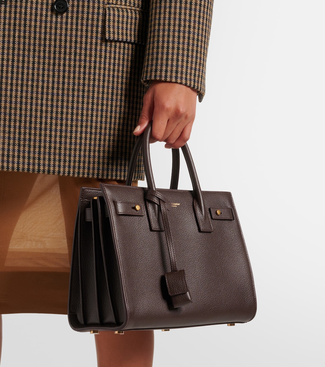 Кожаная сумка-тоут Sac De Jour Baby Saint Laurent, Arabica — фото 2