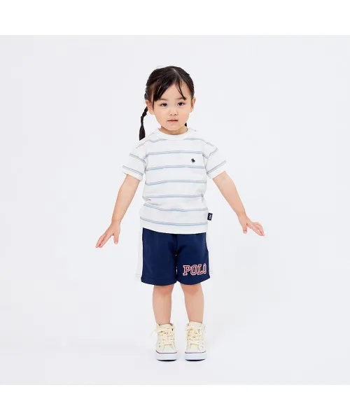 Детская футболка с бордюром из смесовой ткани POLO BCS off-white — фото 2