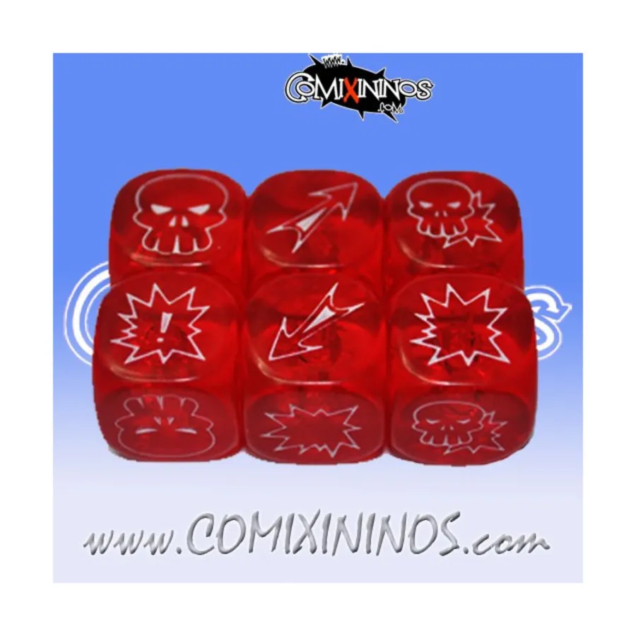 

Набор полупрозрачных красных кубиков d6 (3), Fantasy Football Miniatures - Dice Sets