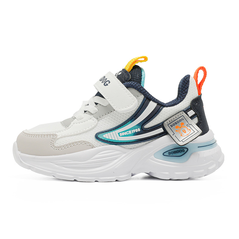 

Нескользящие износостойкие низкие детские кроссовки для повседневной жизни BOBDOG, белый/темно-синий