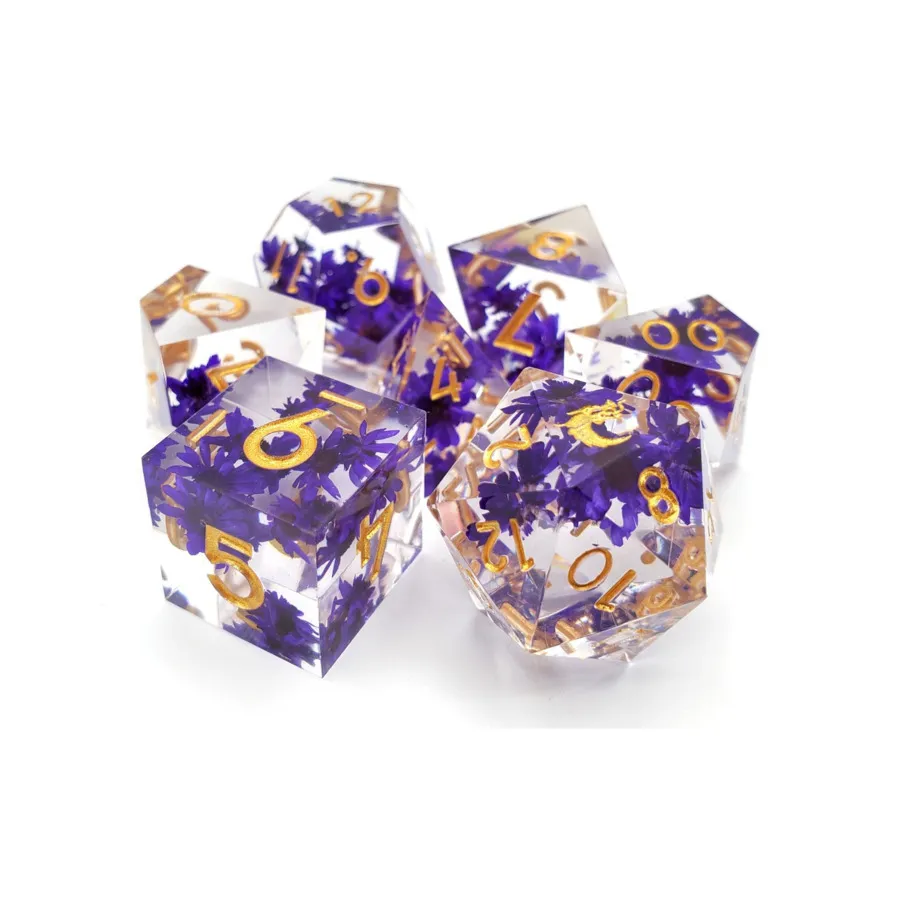 

Поли-набор «Фиолетовый цветок с золотом» (7), Sharp Edged Dice