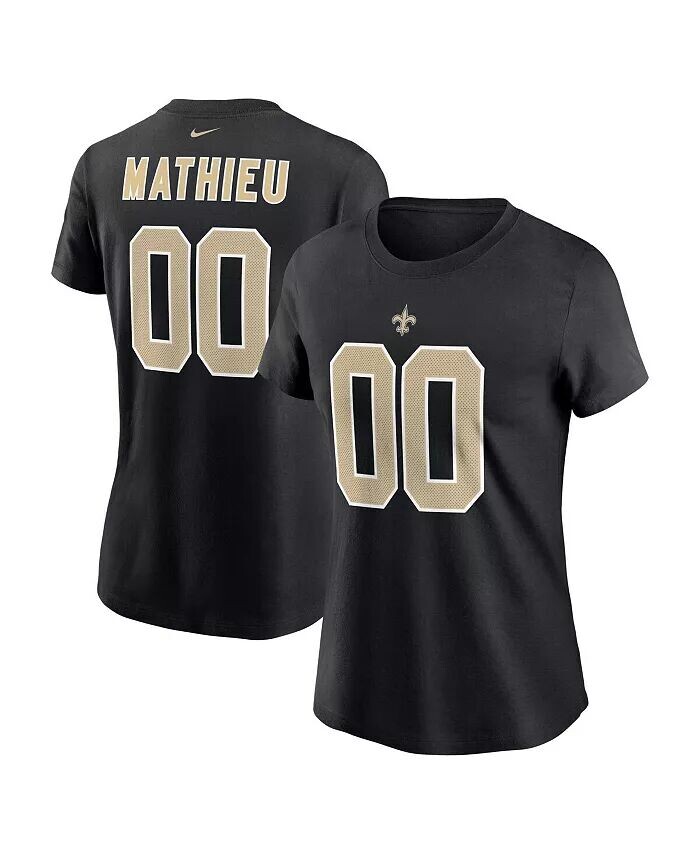 

Женская черная футболка Tyrann Mathieu New Orleans Saints с именем и номером игрока Nike