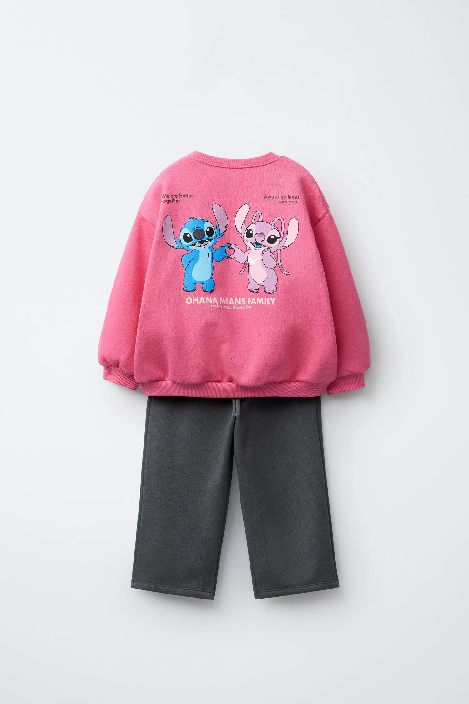 Комплект из толстовки и брюк lilo & stitch disney Zara, розовый — фото 2