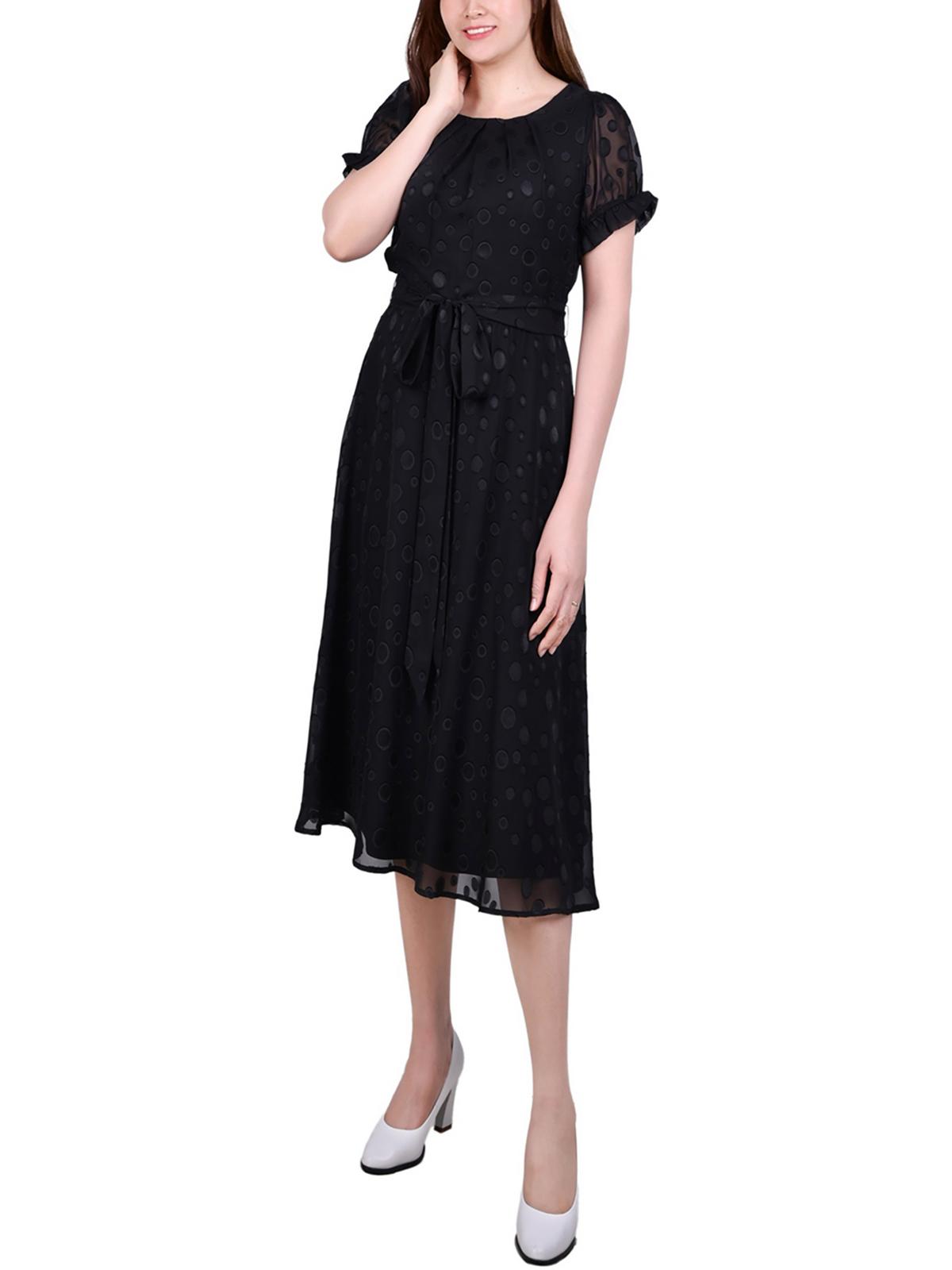 

Платье миди из шифона длиной до колена для миниатюрных женщин NY Collection, цвет black multi circle