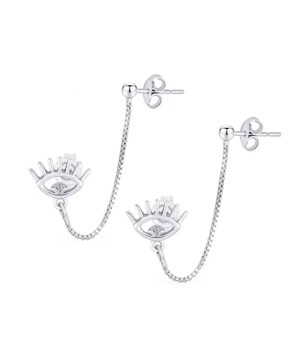 

Ресницы с акцентом на CZ, сглаз, двойной прокол хряща мочки уха, спиральная цепочка, шариковые серьги-гвоздики, пирсинг для тела из стерлингового серебра Bling Jewelry, silver