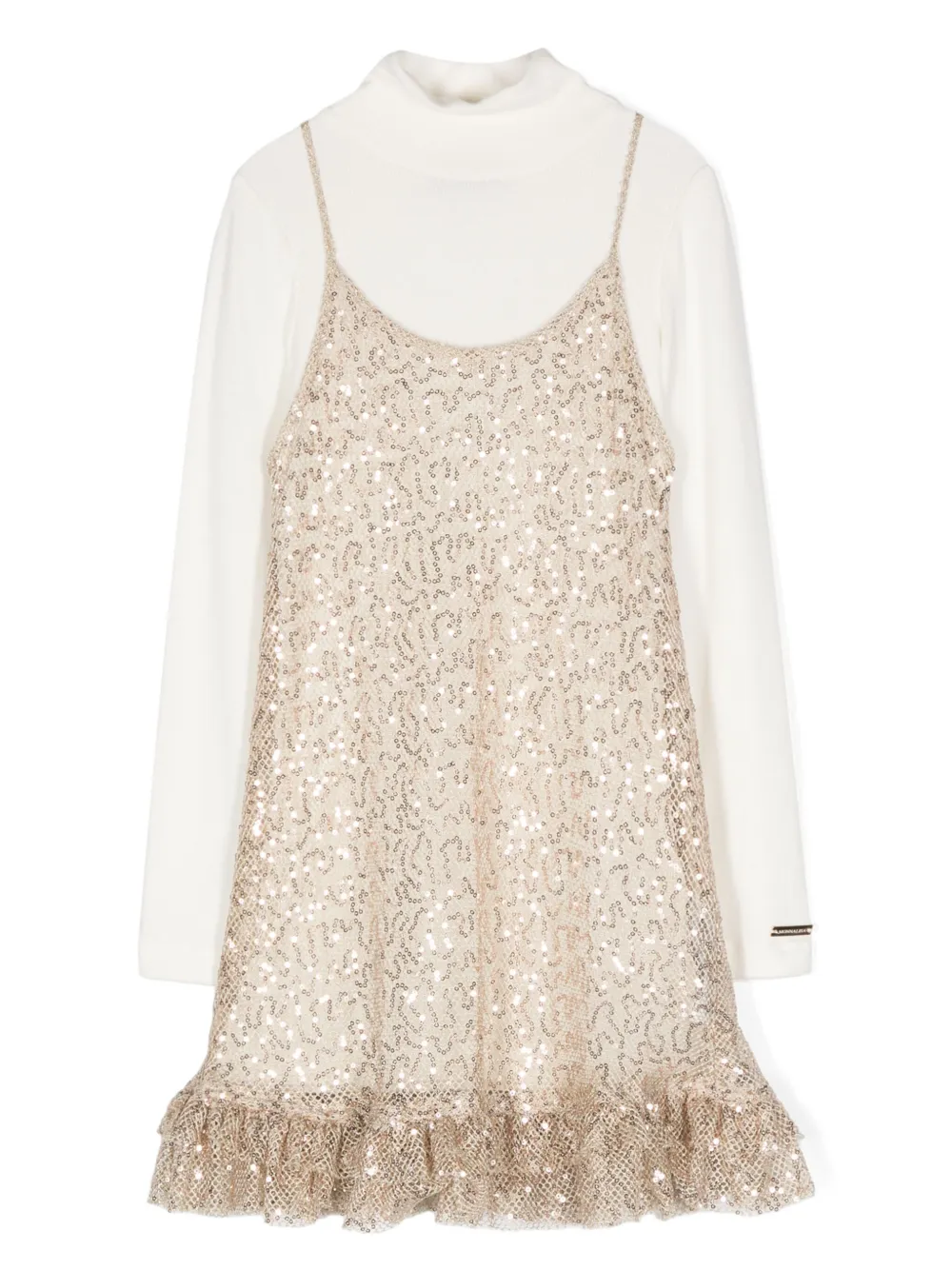 

Многослойное платье с высоким воротником Monnalisa, золотой