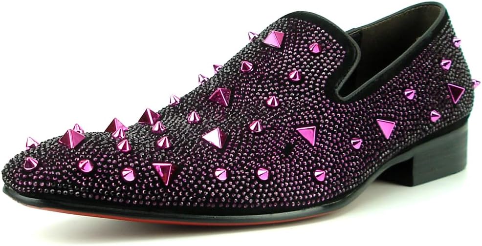 

Мужские лоферы Fiesso от Aurelio Garcia FI-7364-R с заклепками из страз и заостренным носком, без шнуровки Fiesso By Aurelio Garcia, фиолетовый