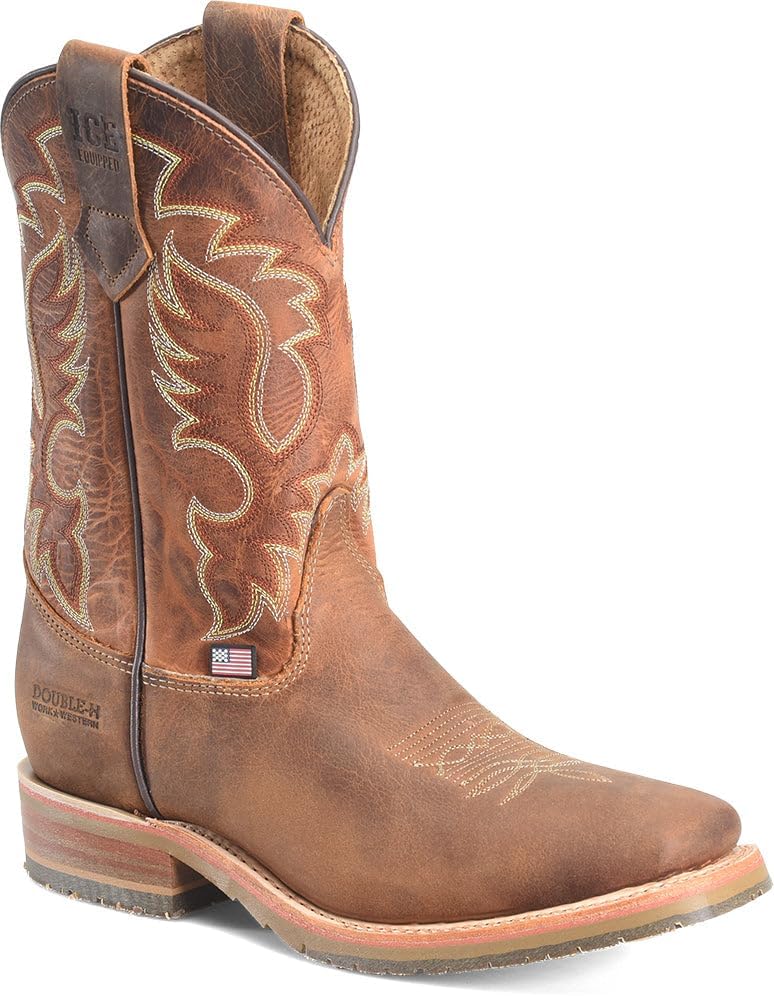 

Мужские ковбойские сапоги DOUBLE-H 11 Union Built Roper Western - прочные сапоги из кожи, классический ковбойский стиль, противоскользящая подошва, коричневый