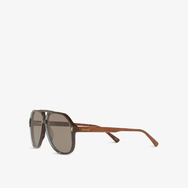 Солнцезащитные очки GG1042S в ацетатной оправе-авиаторе Gucci, синий — фото 3